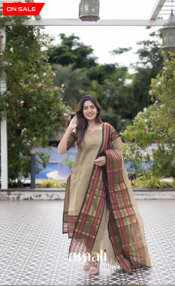 Meera Cotton Salwar Pastel Green and Dark Olive Green Tone Plus Size salwar